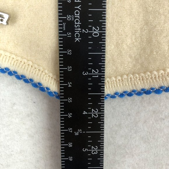 Litza VTG Women's Size 6 Cream Blue Pure New Wool Collared Blazer Jacket - Picture 7 of 14